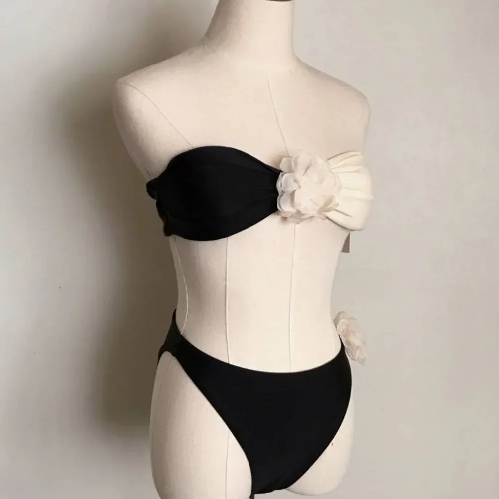 Sunday Brunch |‎ Two Tone Florette Retro Style High Waist Bikini Set Medium
